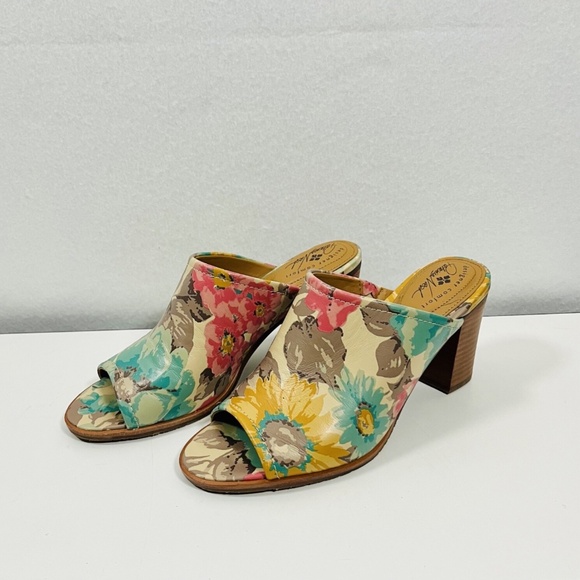 Patricia Nash Ottavia Slide on Sandals Block Heel First Bloom Leather Clog 9.5 - Picture 1 of 8